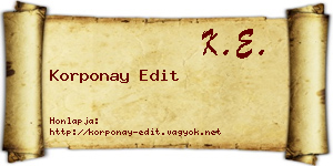 Korponay Edit névjegykártya